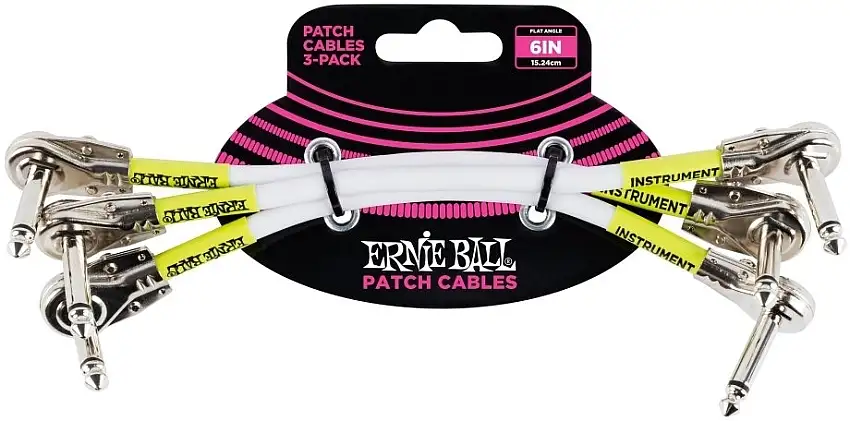 Ernie Ball 6052 15cm Vit Flat Angle Patchkabel - 3-pack
