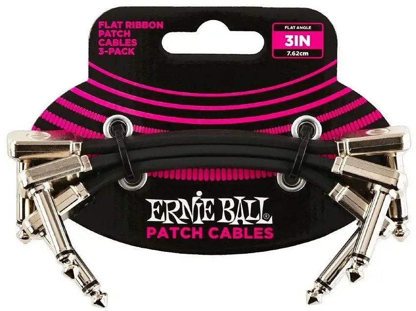 Ernie Ball 6220 7,5cm Svart Flat Patchkabel - 3-pack