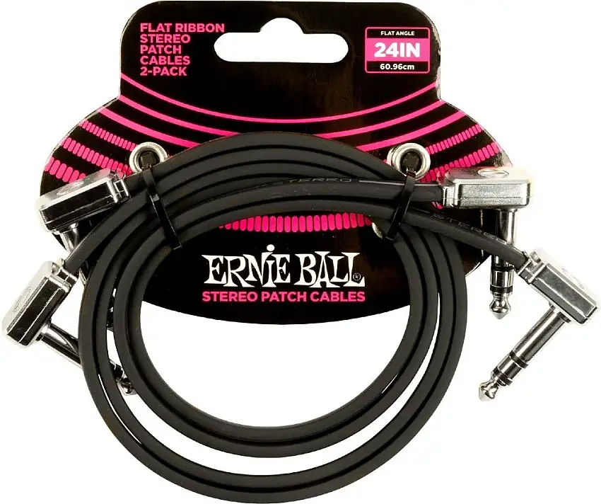 Ernie Ball 6406 60cm Svart Flat Patchkabel Stereo - 2-pack