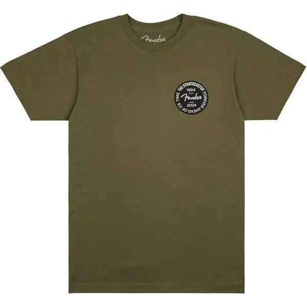 Fender Strat Anniv Badge Tee Olive S