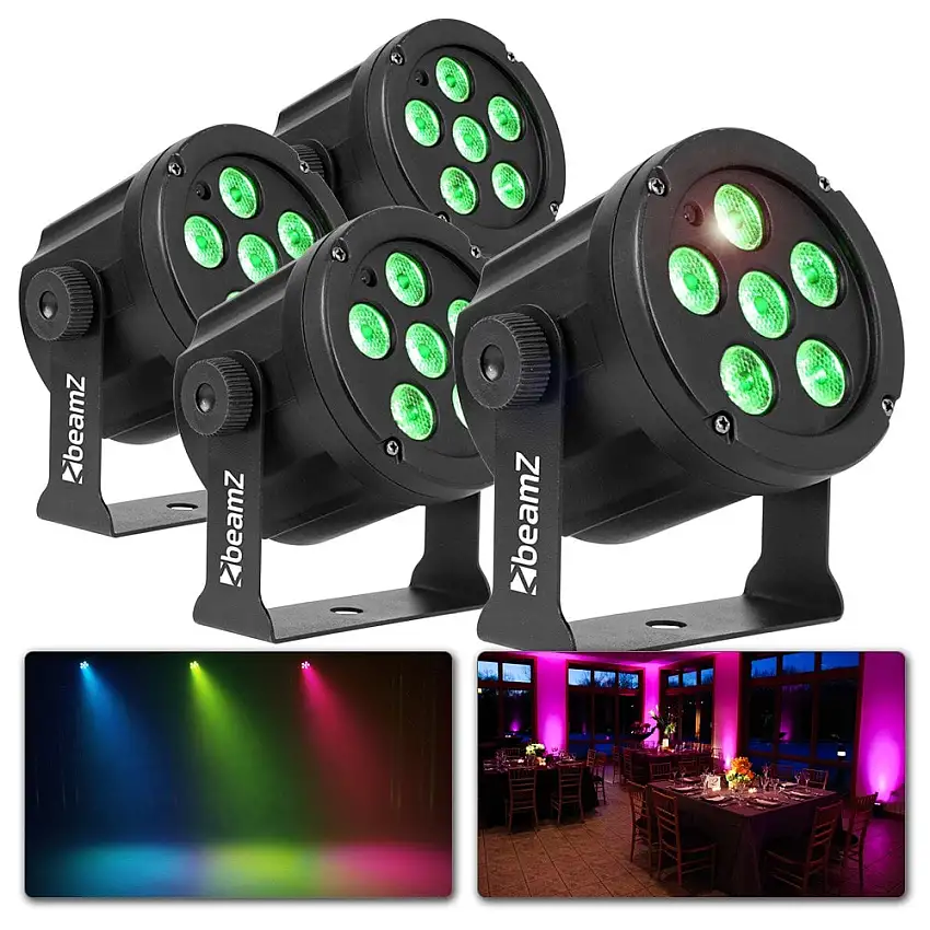 4-pack BeamZ SlimPar30 6 x 3W 3in1 RGB