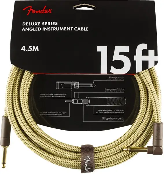 Fender Cable Deluxe 15' Straight/Angled Tweed