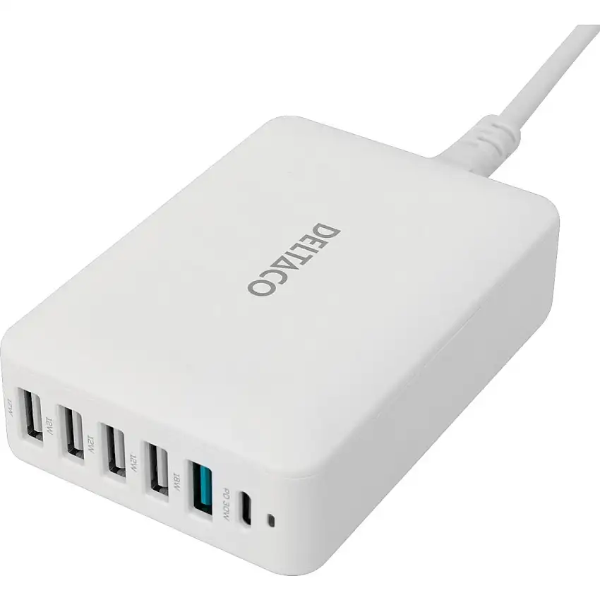 Deltaco USB Charger 6 Ports USB-A & USB-C 60w