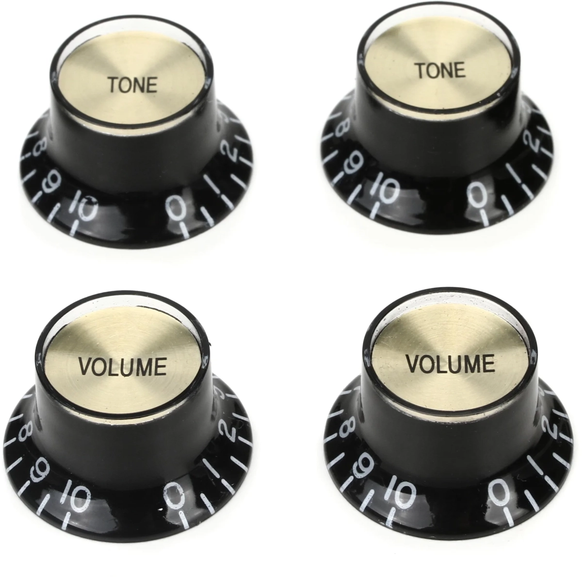 Gibson MK-020 Top Hat Knobs Gold Metal Insert Black 4-pack