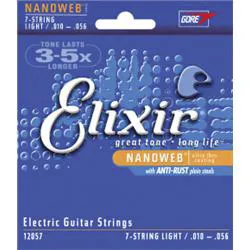 Elixir 12057 Electric 7-String Nickel Plated Steel NANOWEB 010-056
