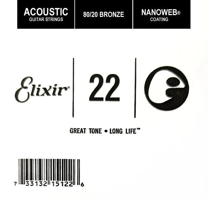 Elixir 15122 80/20 Bronze Single Acoustic Guitar NANOWEB 022