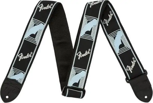 Fender 2'' Monogrammed Black/Light Grey/Blue Gitarrband i textil