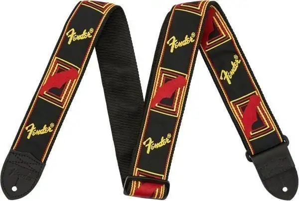 Fender 2'' Monogrammed Black/Yellow/Red Gitarrband i textil