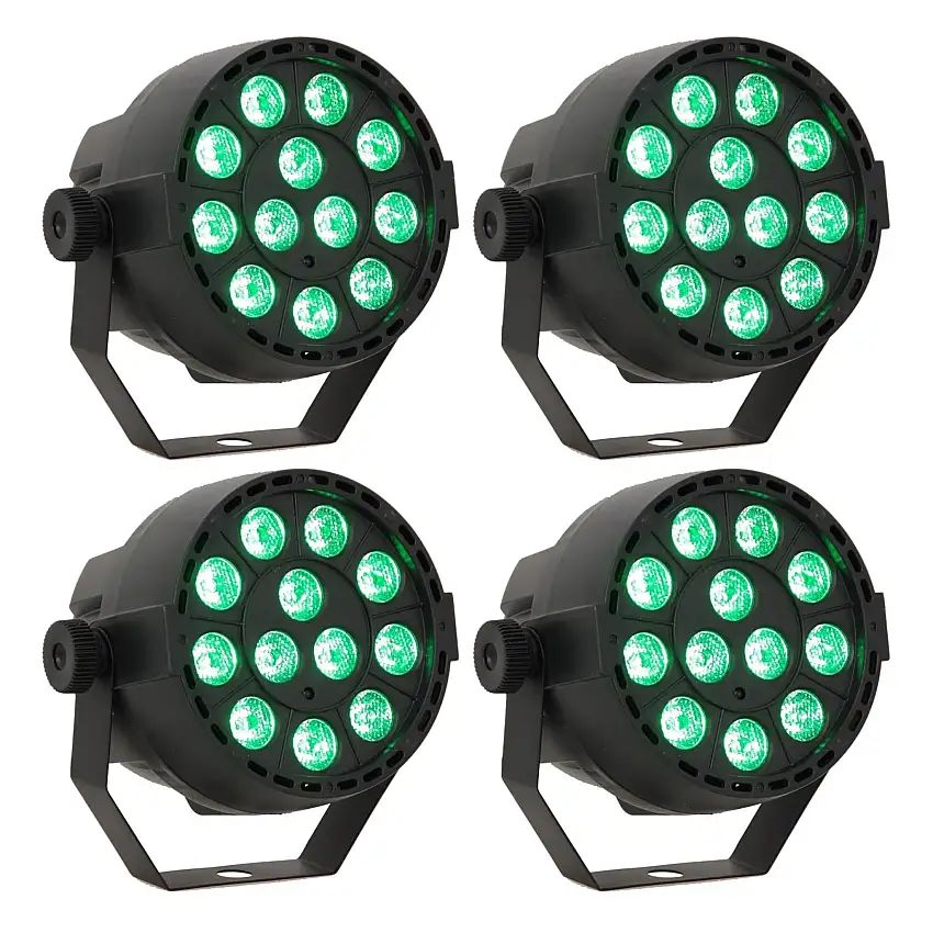 LED Spot Multicolor m. fjärrkontroll (12x3W) 4 St. Bundle