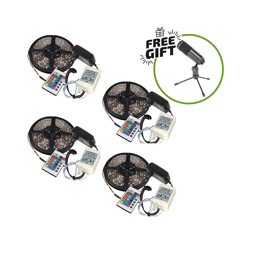4 x Ibiza LED Strip (Flerfärgad, 5m) + Gratis Gåva