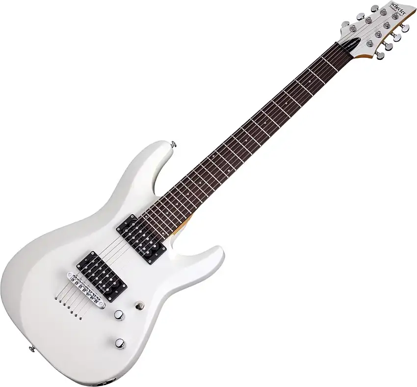 Schecter C-7 Deluxe Satin White 7-strängad elgitarr