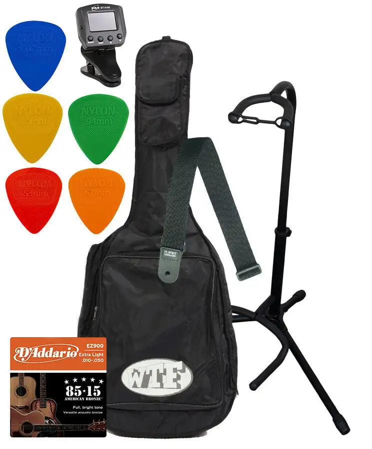 Madarozzo Acoustic Guitar Accessories Pack Gigbag för akustisk gitarr Black